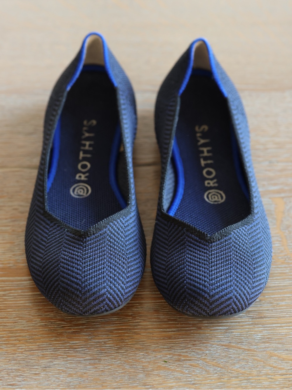 Rothy's The Flat Round Toe Slip-On Ballet Flats Midnight Herringbone Womens 8